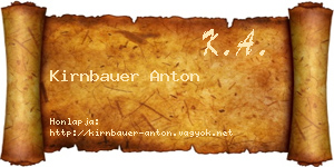 Kirnbauer Anton névjegykártya
